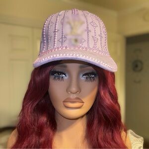 Elegant Pink Beaded Women's Cap